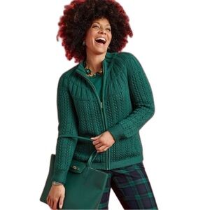 NWT Talbots Cable Knit Zip Up Cardigan